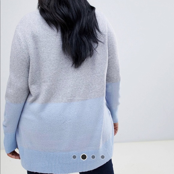 ASOS CURVE OASIS SPLIT HEM SWEATER IN GREY BLUE - Picture 2 of 5